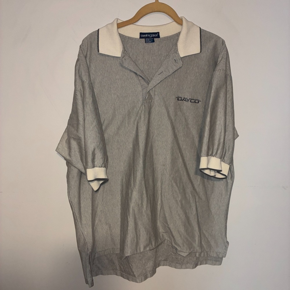 Vintage Swingster Dayco Polo Shirt Mens L Pinstripe Made in USA 90s